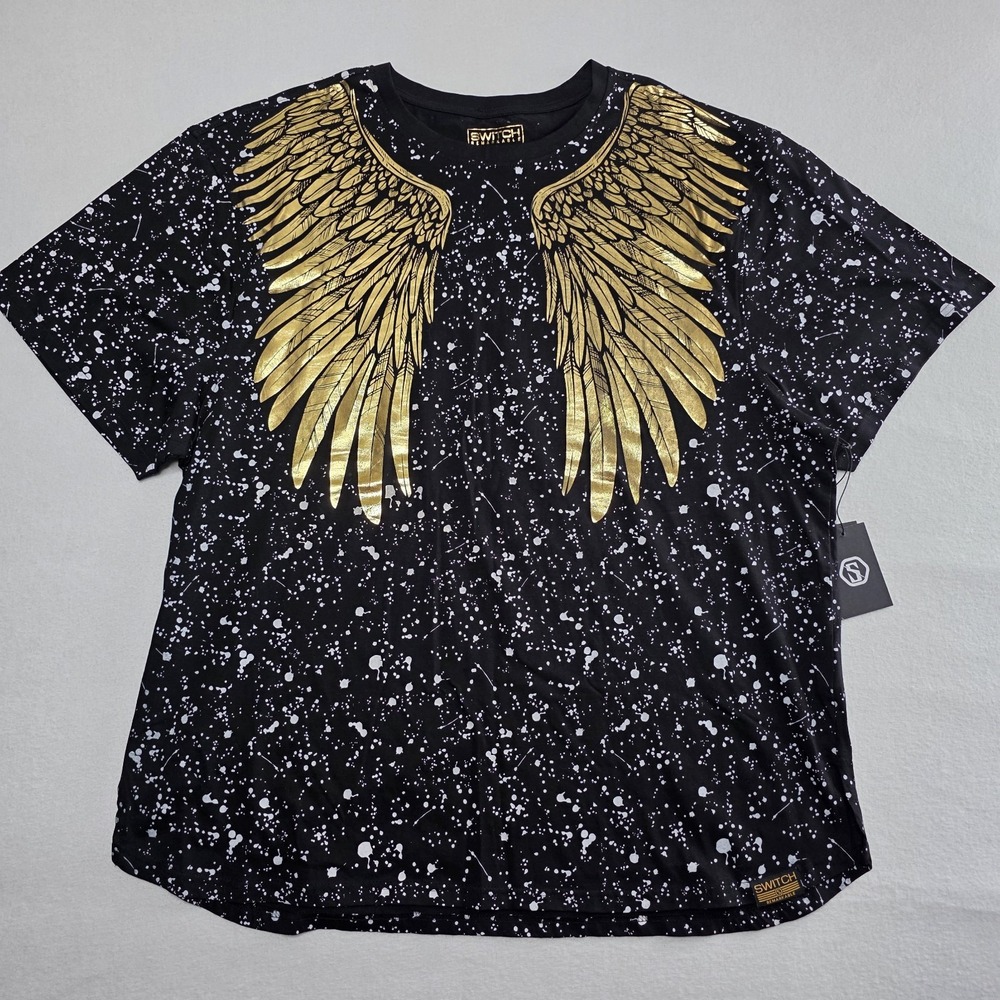 Switch Remarkable Men's Black/White With Gold Wings T-Shirt Size 4XL NWT